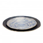 S/2 Decorative Metal Swirl Tray, Blue/multi