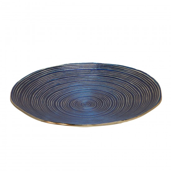 S/2 Decorative Metal Swirl Tray, Blue/multi