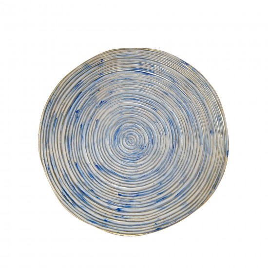 S/2 Decorative Metal Swirl Tray, Blue/multi