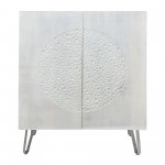 Wood 39x47" Hammered Cabinet, White