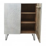 Wood 39x47" Hammered Cabinet, White