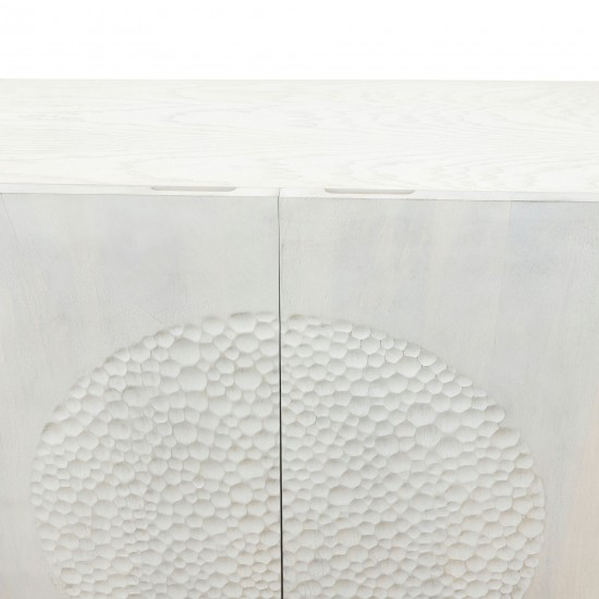 Wood 39x47" Hammered Cabinet, White