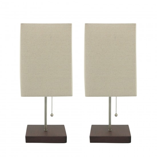 S/2 17" Wood Table Lamps, Brown