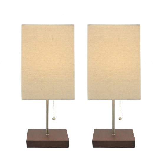 S/2 17" Wood Table Lamps, Brown