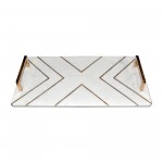 Marble,2"h,tray W/handles,white/gold