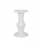 Ceramic 8" Candle Holder, White Stripe