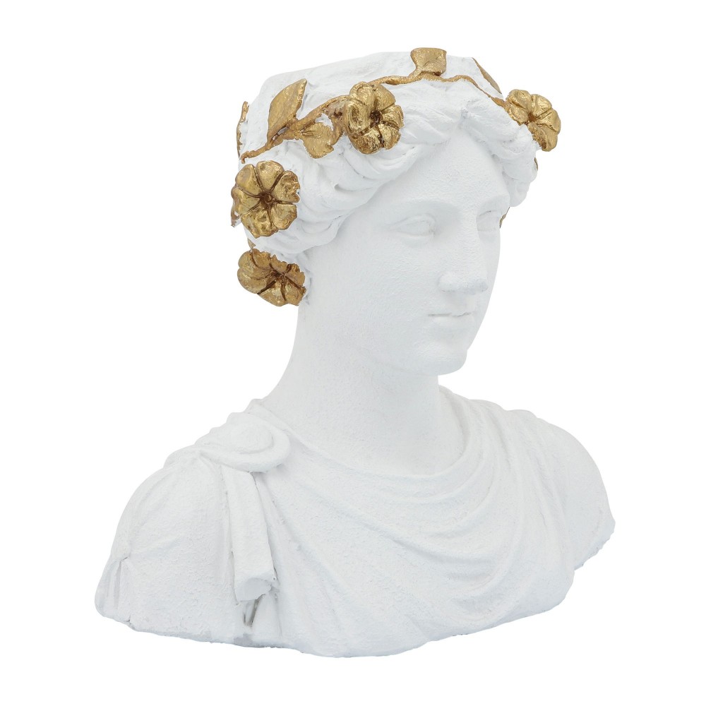 Resin, 15"h Flower Lady Bust Planter, White/gold