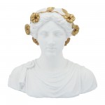 Resin, 15"h Flower Lady Bust Planter, White/gold