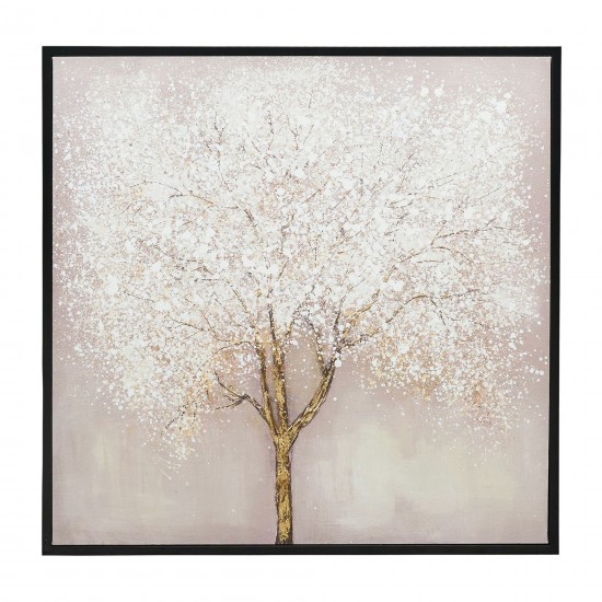 32x32 Handpainted Tree Canvas, White