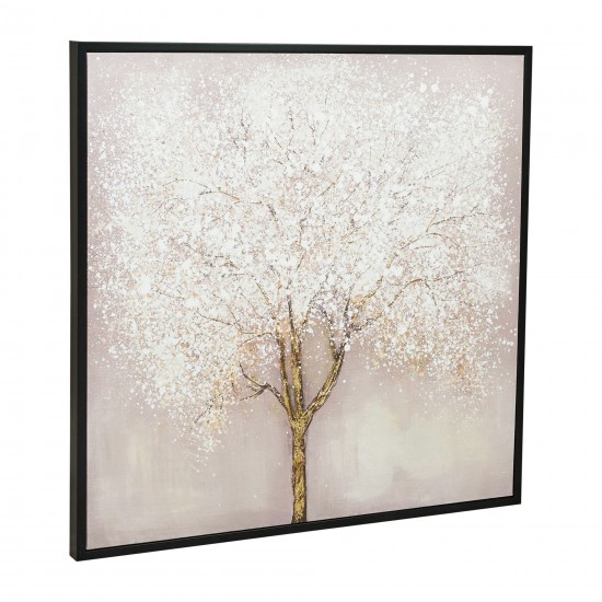 32x32 Handpainted Tree Canvas, White