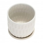 Ceramic 6" Textured Planter W/ Saucer, Beige