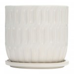 Ceramic 6" Textured Planter W/ Saucer, Beige