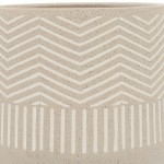 Cer, S/2 7/10"d Stripes Planters W/ Saucer, Tan