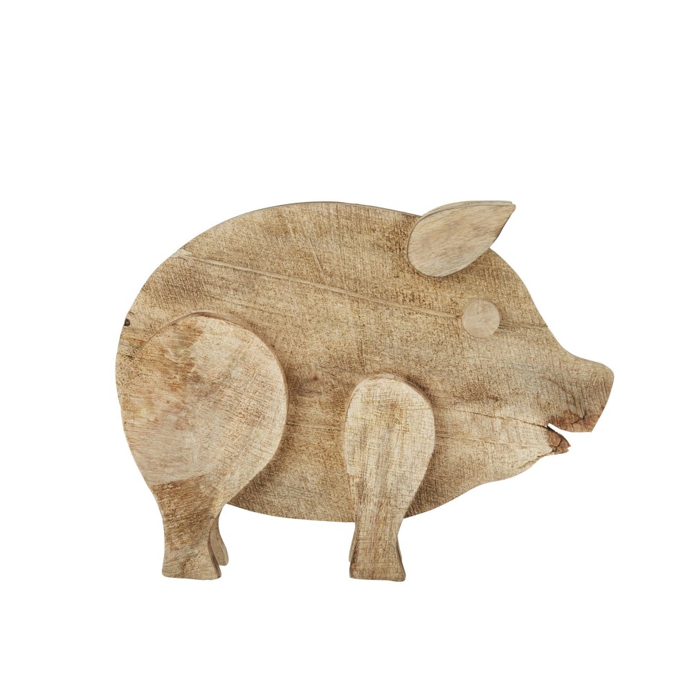 Mango Wood 18" Pig, Brown