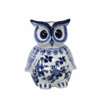 White/blue Ceramic Owl 8"