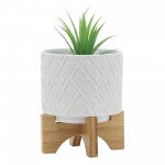 5" Diamond Planter W/ Stand, White