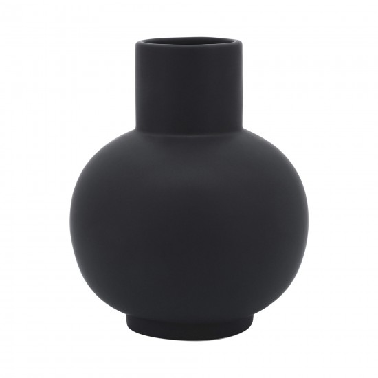 Cer, 8"h Bulbous Vase, Black