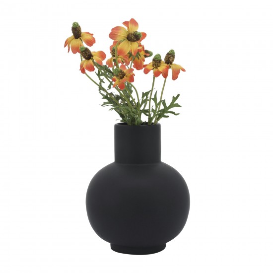 Cer, 8"h Bulbous Vase, Black