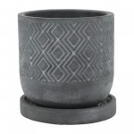 Cem, 6" Diamond Planter W/ Saucer, Gray