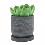 Cem, 6" Diamond Planter W/ Saucer, Gray