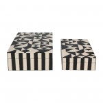 Resin, S/2 10/12" Harlequin Boxes, Black/white