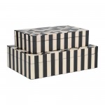 Resin, S/2 10/12" Harlequin Boxes, Black/white
