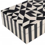 Resin, S/2 10/12" Harlequin Boxes, Black/white