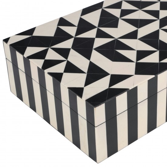 Resin, S/2 10/12" Harlequin Boxes, Black/white