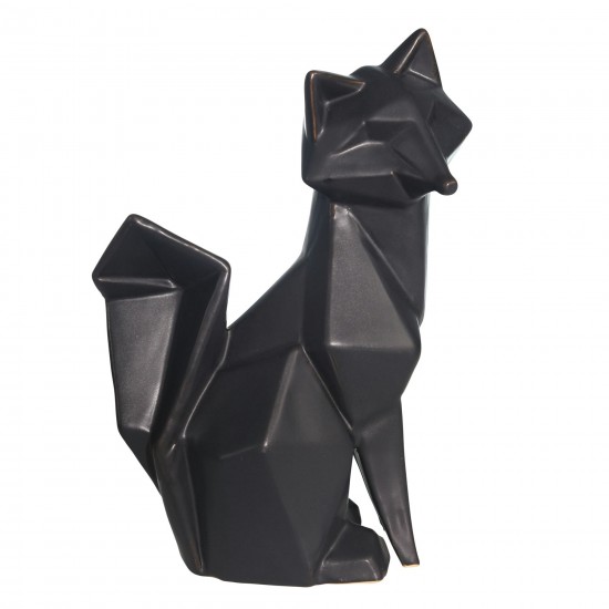 Cer, 10" Modern Fox Figurine, Black