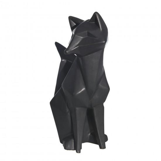 Cer, 10" Modern Fox Figurine, Black