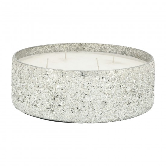 Candle On Silver Crackled Glass 49oz