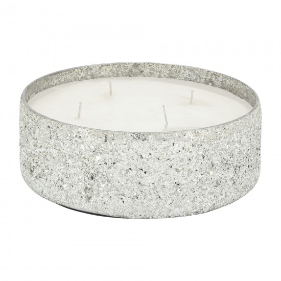 Candle On Silver Crackled Glass 49oz