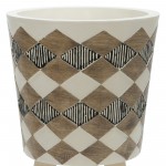 S/2 10/12" Diamond Planter W/ Wood Legs, Brown(kd)