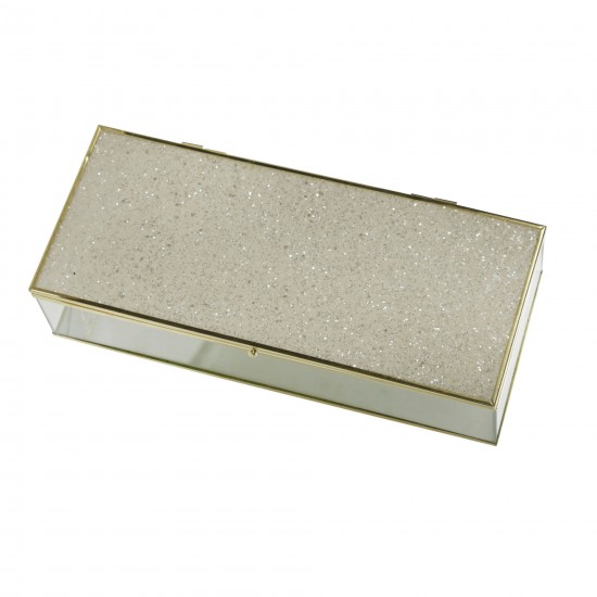 S/2 Metal/glass 8/10" Box W/ Glitter, White