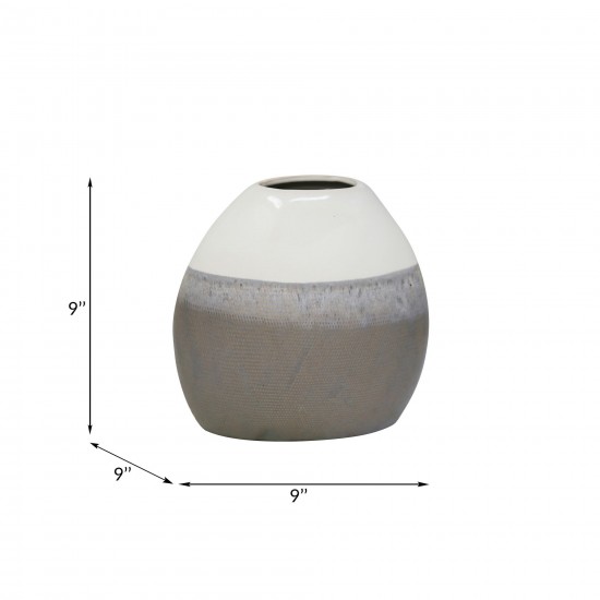 Ceramic 9" Vase, Multi Gray