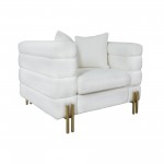 Stainless Steel, Bolstered Single Seater Sofa, Whi