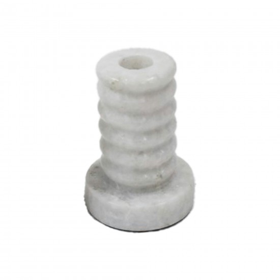 Marble,4"h,ribbed Taper Candle Holder ,white