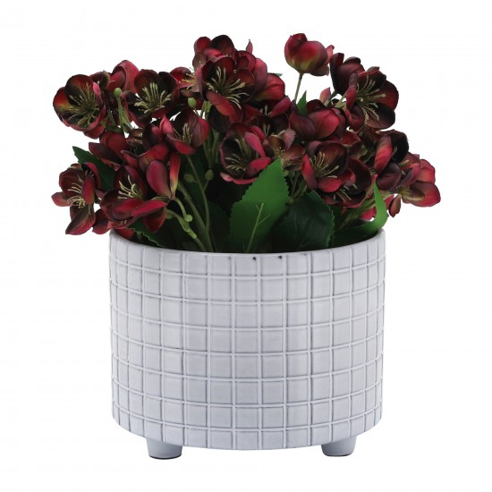 S/2 Checkered Footed Planters 10/12" White