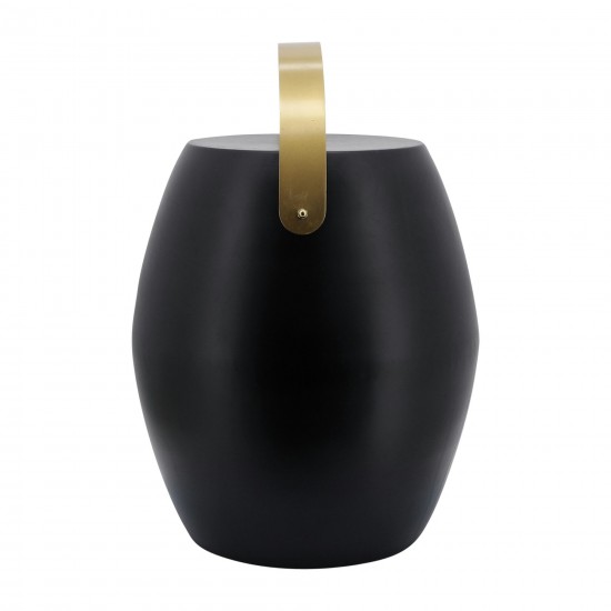 18"h Metal Barrel Accent Table, Black