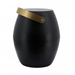 18"h Metal Barrel Accent Table, Black
