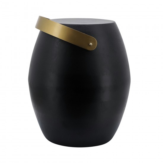 18"h Metal Barrel Accent Table, Black
