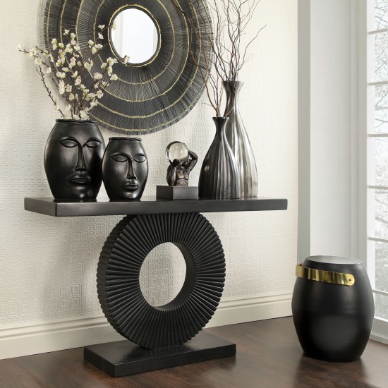 18"h Metal Barrel Accent Table, Black