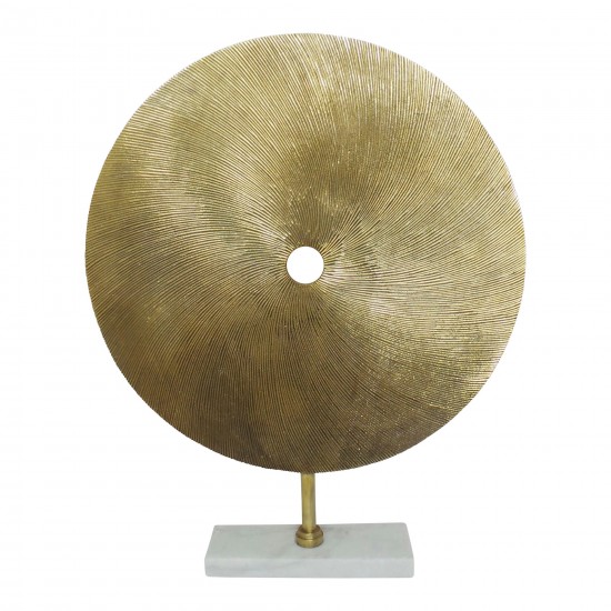 Metal 24" Swirly Disc W/ Stand, Gold