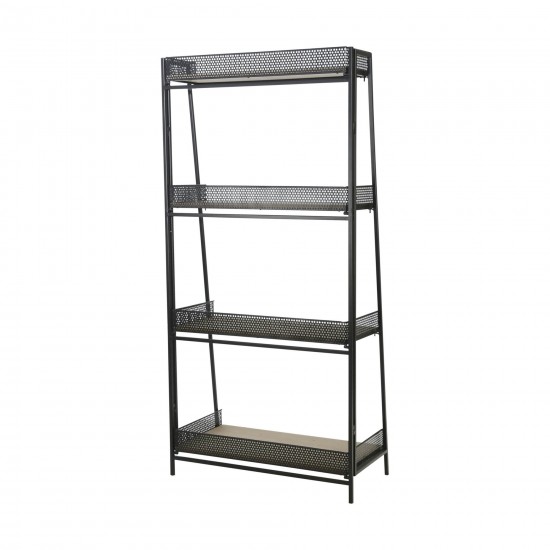 Metal/wood 55" Foldable Shelf, Brown/black