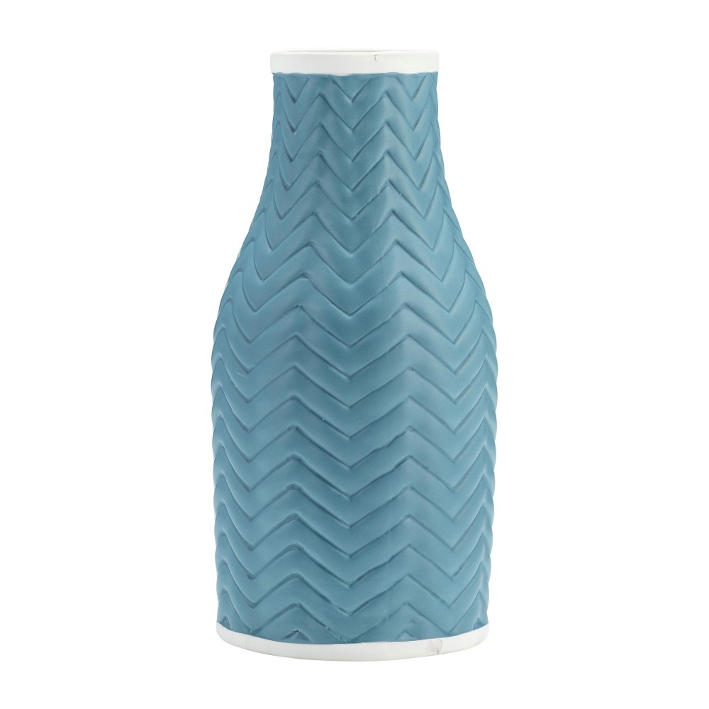 10" Chevron Vase, Cameo Blue