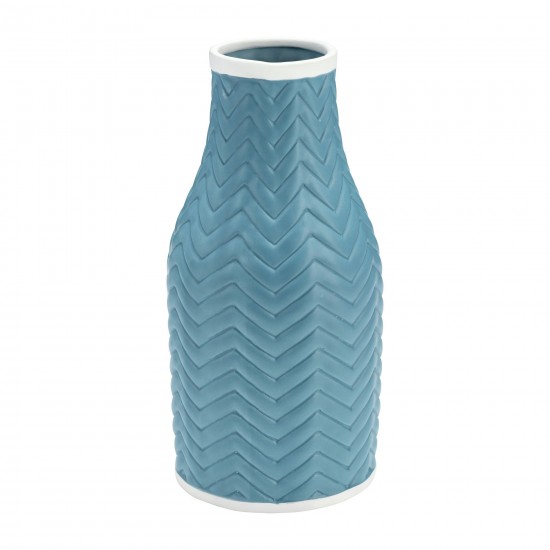 10" Chevron Vase, Cameo Blue