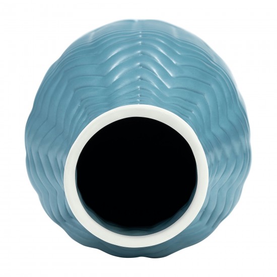 10" Chevron Vase, Cameo Blue