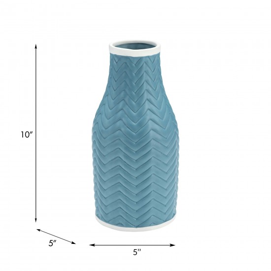 10" Chevron Vase, Cameo Blue