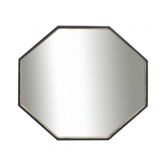 Metal, 32x28 Octagonal Mirror, Black/gld Wb