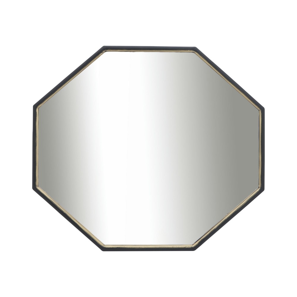 Metal, 32x28 Octagonal Mirror, Black/gld Wb